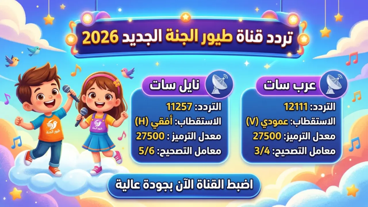 تردد قناة طيور الجنة الجديد على نايل سات وعرب سات بجودة بث فائقة